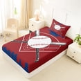 thumbnail image 4 of Erosebridal Baseball Print Boys Twin Sheet Sets, Maroon Blue Print Bedding, 3pcs, 4 of 5