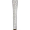 thumbnail image 5 of BLISSFUL STEP Women's Boots Glitter Over The Knee High Boots Chunky Heel Round Toe Lace Up Sparkly Boots Silver 6.5, 5 of 7