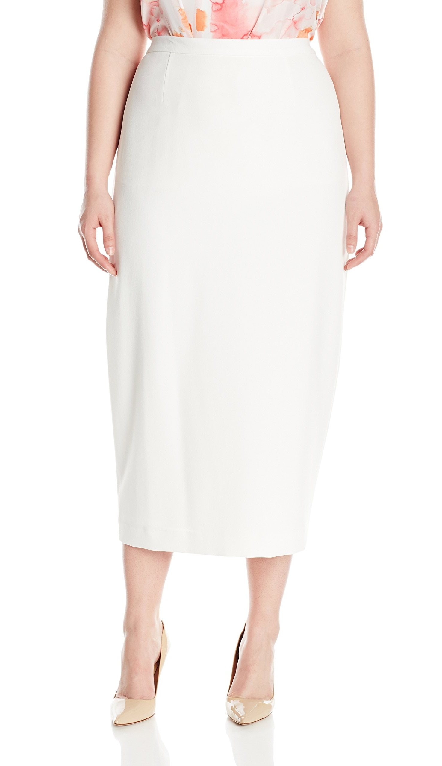 Kasper kasper women's plus size stretch crepe column skirt, vanilla ice, 14w