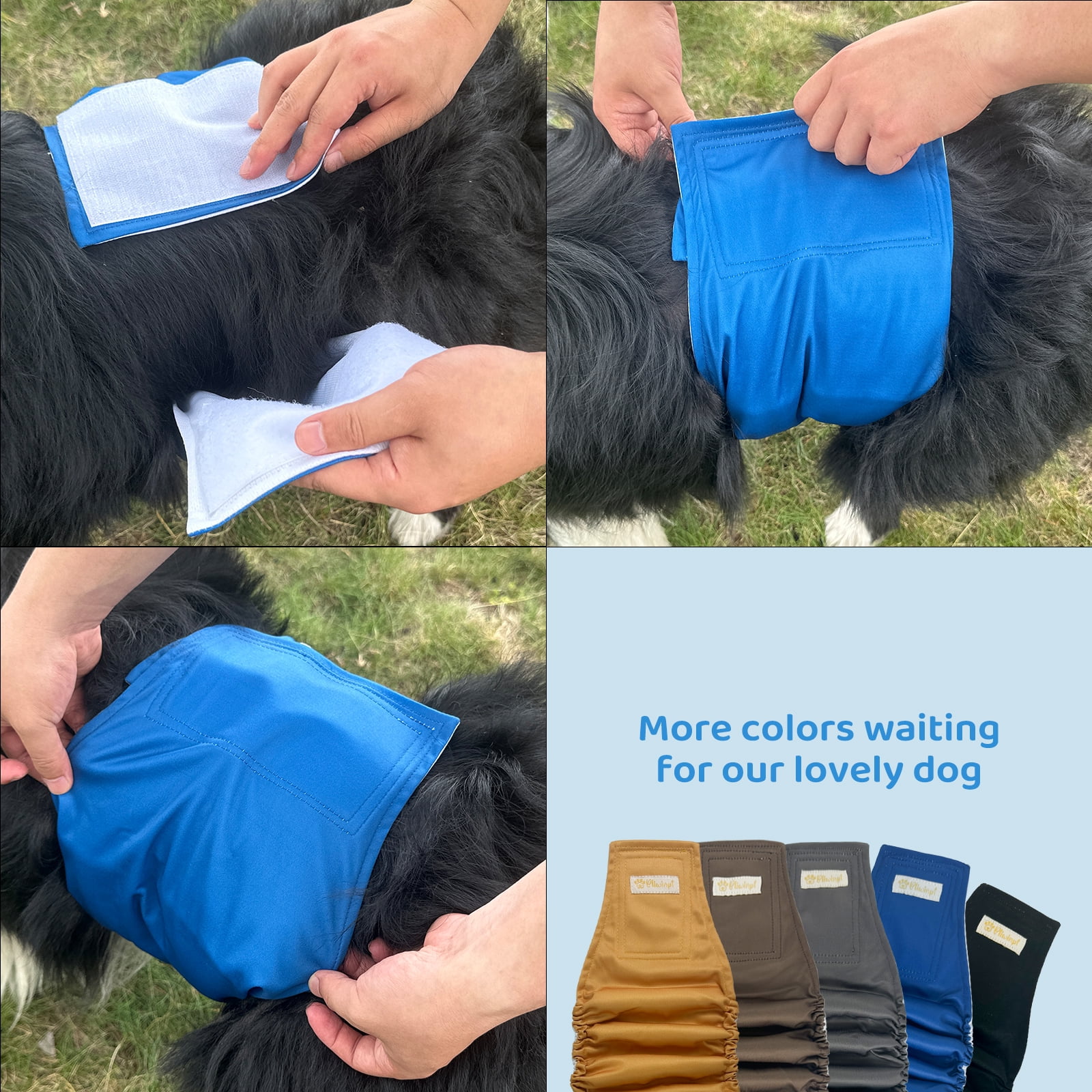 BLIWINPT Reusable Male Dog Diapers Premium Wrap Diapers for Male Dogs Washable Male Dog Belly Band Natural color 5packs (L, 14” - 18” Waist)