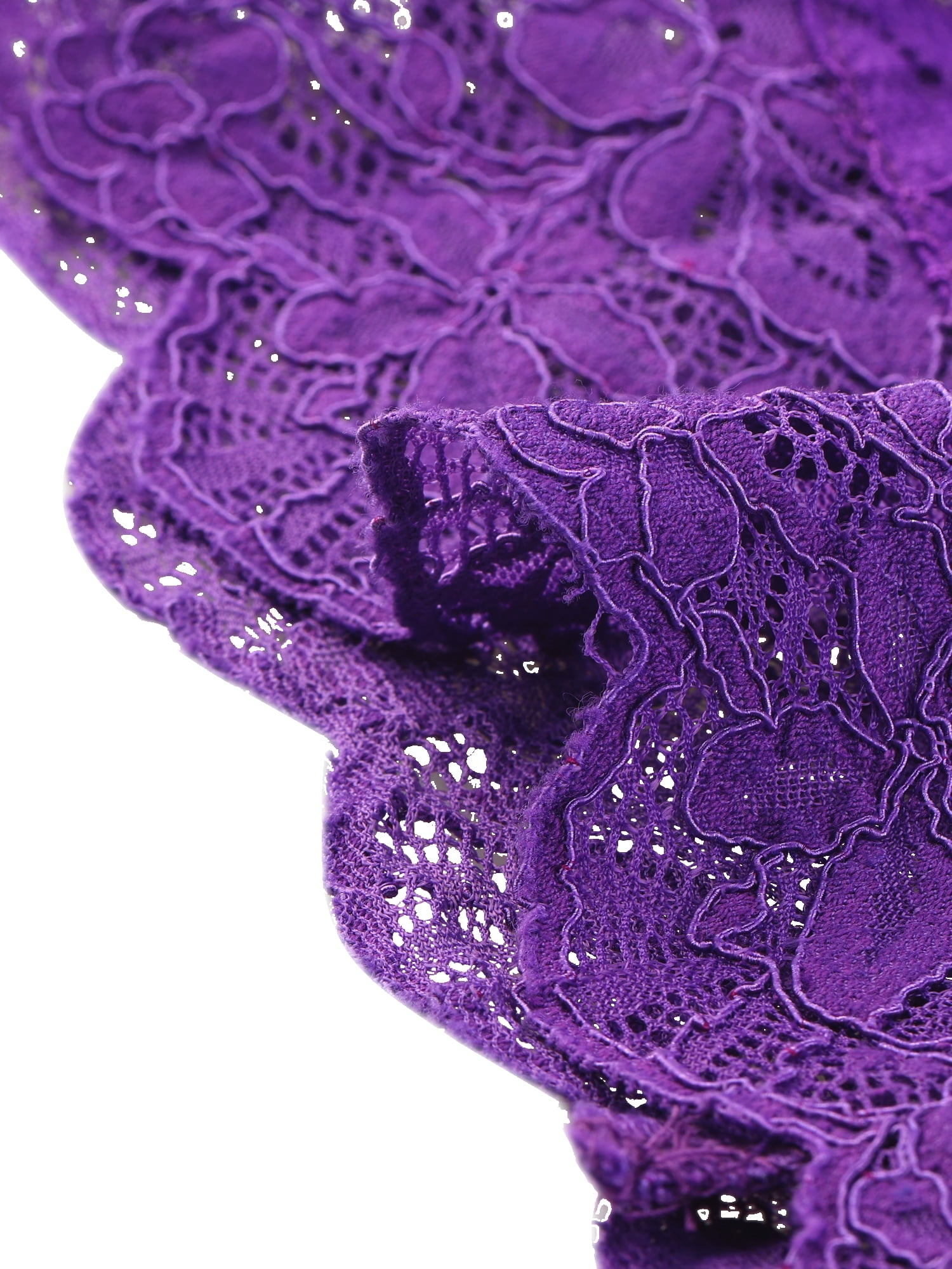 DARING DIVA 3/4 Sleeve Sheer Floral Lace Shrug Top S Violet