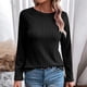 thumbnail image 2 of Tops formales,Blusa informal de manga larga con cuello redondo para mujer, de poliéster, con estampado suave para uso diario, sopatenor, 2 of 9