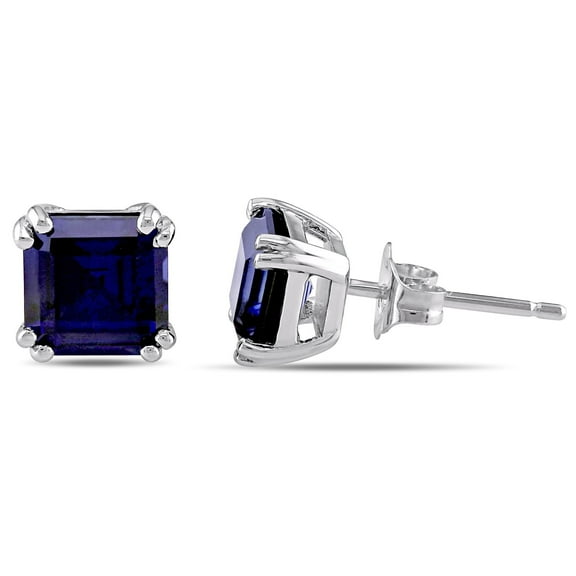 Everly Women's Created Sapphire 10k White Gold Earrings