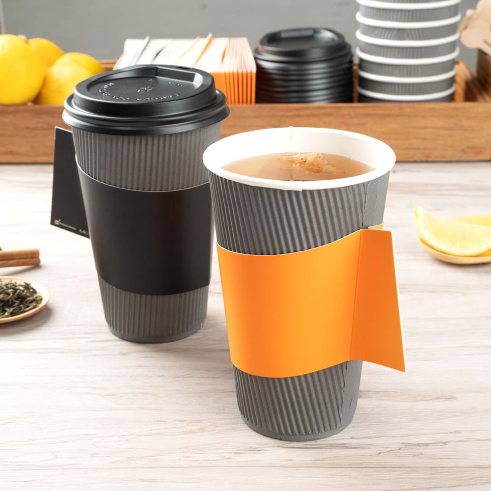 Restpresso White Paper Coffee Cup Sleeve - with Handle, Fits 12