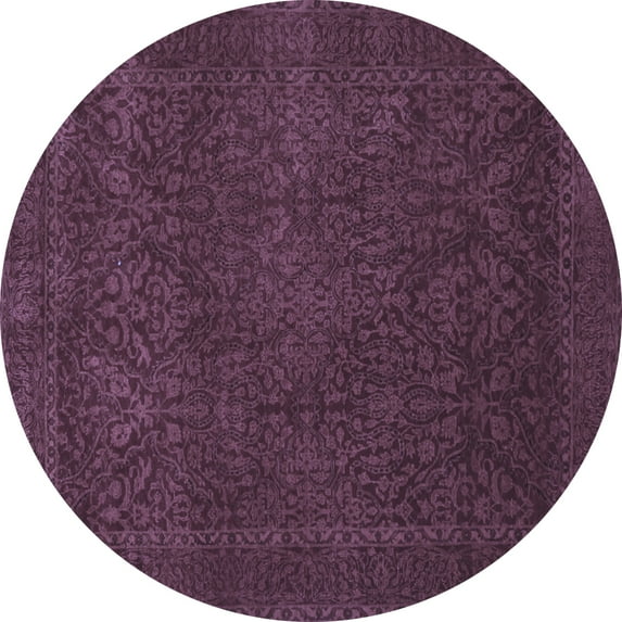 Ahgly Company Machine Washable Indoor Round Persian Blue Traditional Area Rugs, 6' Round