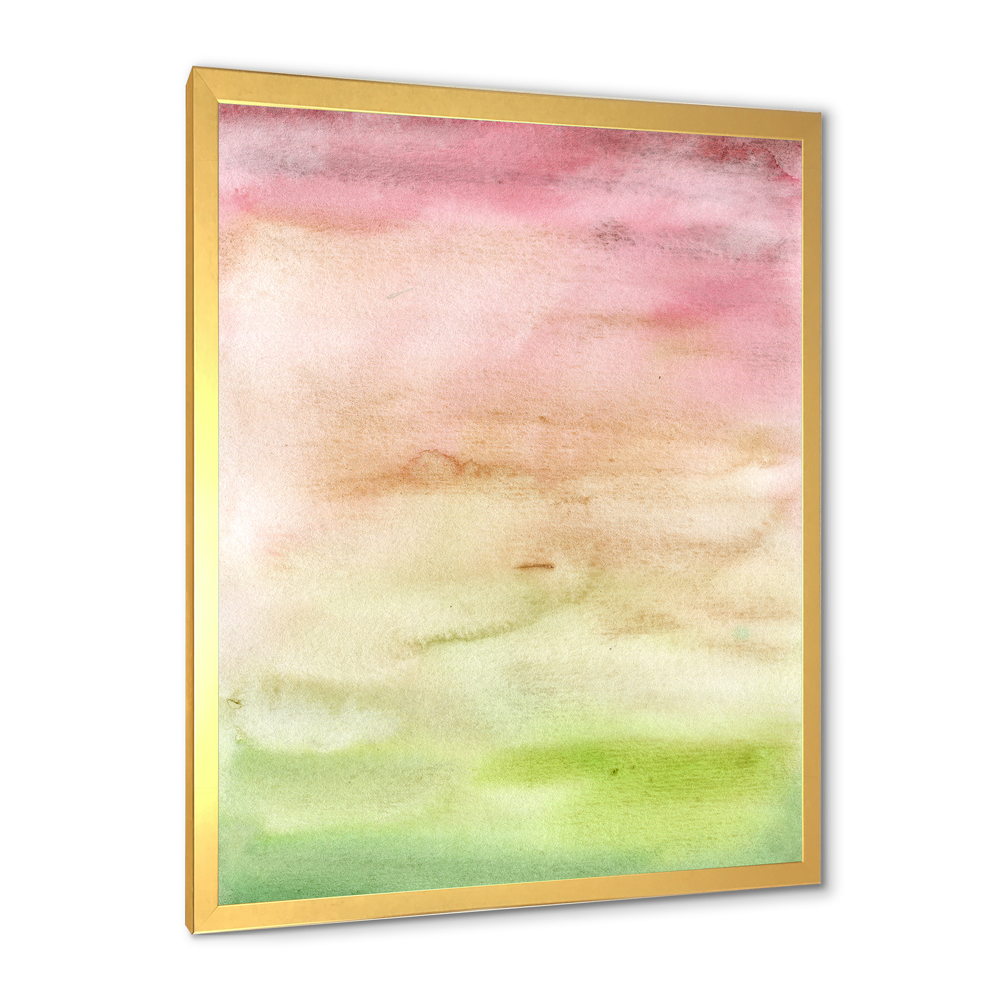 Designart 'Abstract Sunset With Pink Green and Beige' Modern Framed Art Print