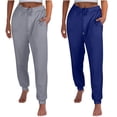 thumbnail image 3 of YOTAMI 2-Pack Men's Fleece Lined Joggers for Athletic Wear Elastic Waist Drawstring Lounge Sweatpants for Gym Yoga Solid Color Pocket Cuffed Ankles Unisex Women's Plus Size Pants Blue, 3 of 5