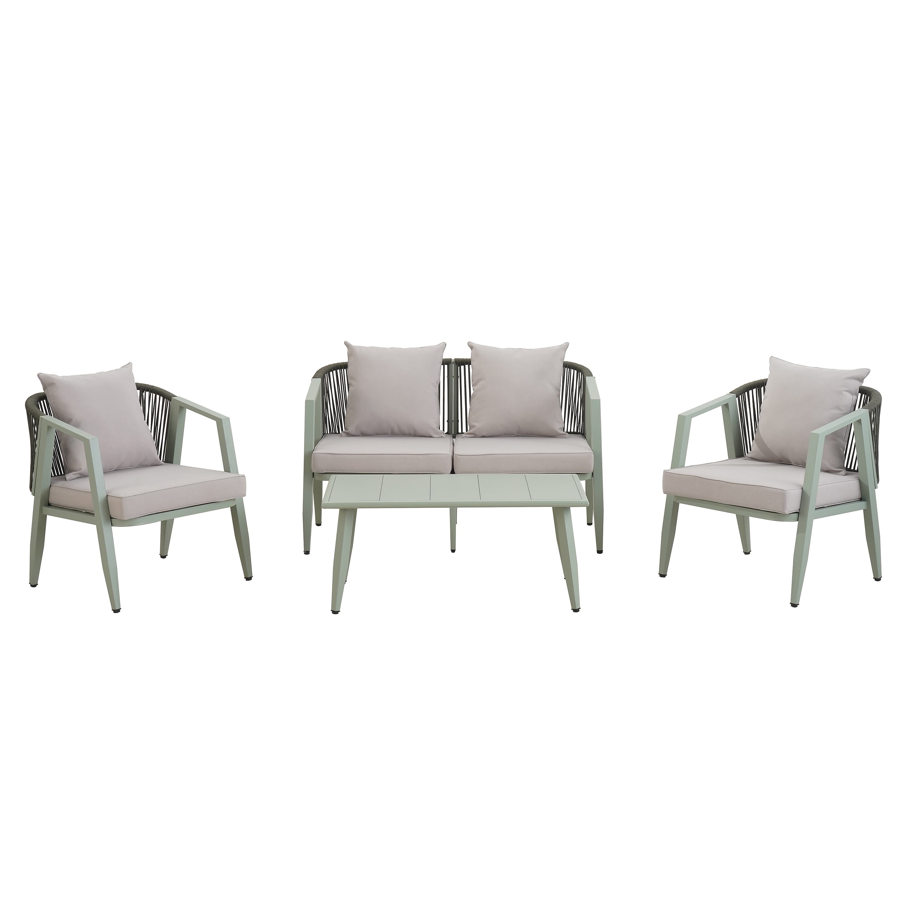 Leumius 4 Pieces Patio Furniture Set,Modern Outdoor Conversation Set for Patios,Lawns,Green