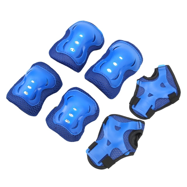 Skateboard Pads Protective Gear Kit, Knee Pads Elbow Pads Wrist Guards Set Protective Adjustable Elastic Safe For Skateboarding For Skating Blue