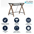 thumbnail image 4 of Glass Computer Desk with Pull-Out Keyboard Tray and Crisscross Frame, 4 of 8