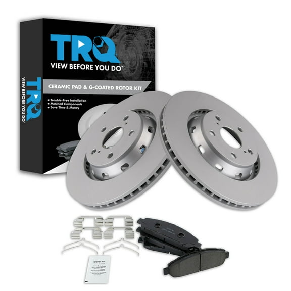 TRQ Front Brake Pad & Rotor Kit Brake Pads Brake Rotor Ceramic Premium G-Coated Fits Select 2009-2015 Toyota Venza
