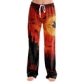 thumbnail image 2 of Pajama Pants Women Halloween Ghost Face Print Soft Stretch Drawstring Comfy, 2 of 5