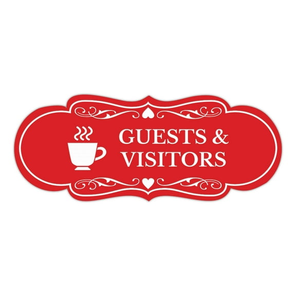 Signs ByLITA Designer Guests & Visitors Sign (Red) - Large