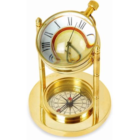 CLASSICO TRADING COMPANY Vintage Brass Table Clock, Antique Nautical Style Desk Clock