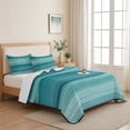 thumbnail image 5 of Twin Quilt Set 68''x86'', Teal Turquoise Aqua Ombre Lightweight Summer Bedspread Coverlet Set with 2 Pillow Shams, Contemporary Abstract Lines Breathable All Season Quilt Bedding for Dorm/Bedroom, 5 of 9