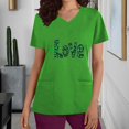 thumbnail image 2 of BiZtdJrK St. Patrick's Day Womens Scrubs Tops Workwear Summer Casual V Neck Short Sleeve T Shirts Nursing Uniform Scrubs Shirts with Pockets Green XXL Back to College Sale, 2 of 7