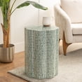 thumbnail image 2 of DecMode 16" x 22" Blue Capiz Shell Mosaic Inlay Accent Table with Floral Inspired Shape, 1-Piece, 2 of 8