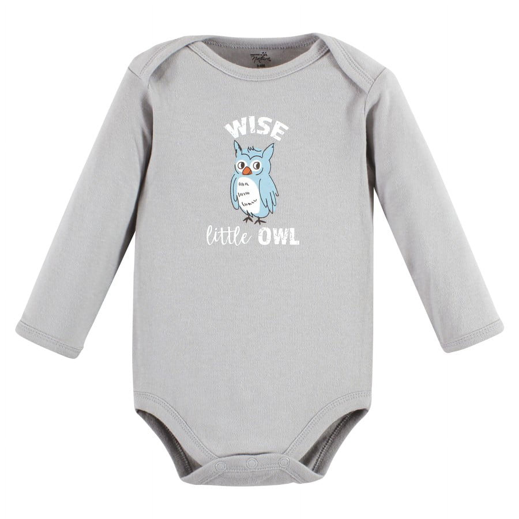 Touched by Nature Organic Cotton Long-Sleeve Bodysuits, Boy Woodland Alphabet 5-Pack, 0-3 Months