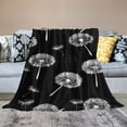 thumbnail image 2 of Black and white dandelion blanket, lightweight, ultra soft, comfortable flannel blanket, bed, living room sofa, high-end air conditioning, cool blanket, 2 of 6