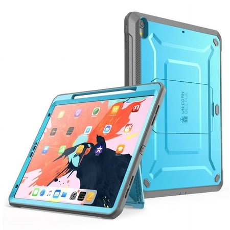 iPad Pro 12.9 Case 2018, SUPCASE Support Apple Pencil Charging with Built-in Screen Protector Full-Body Rugged Kickstand Protective Case for iPad Pro 12.9 2018 Release- UB Pro Series (Blue)