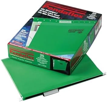 Reinforced Hanging File Folders, Letter Size, Bright Green, 1/5 Cut, 25/BX (4152 1/5 BGR)