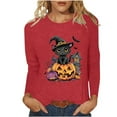 thumbnail image 3 of Drses‌‌ ‌‌‌Women's Halloween Graphic Tee - Ghost & Pumpkin Print Comfort Crewneck Long Sleeve Casual Pullover‌ Shirt‌, 3 of 7