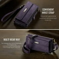thumbnail image 4 of ELEHOLD Multi-Functional Wallet Case For Samsung Galaxy S25, PU Leather Shockproof Card Slots Zipper Pocket Card Holder Phone Case with Detachable Shoulder Strap,Purple, 4 of 10