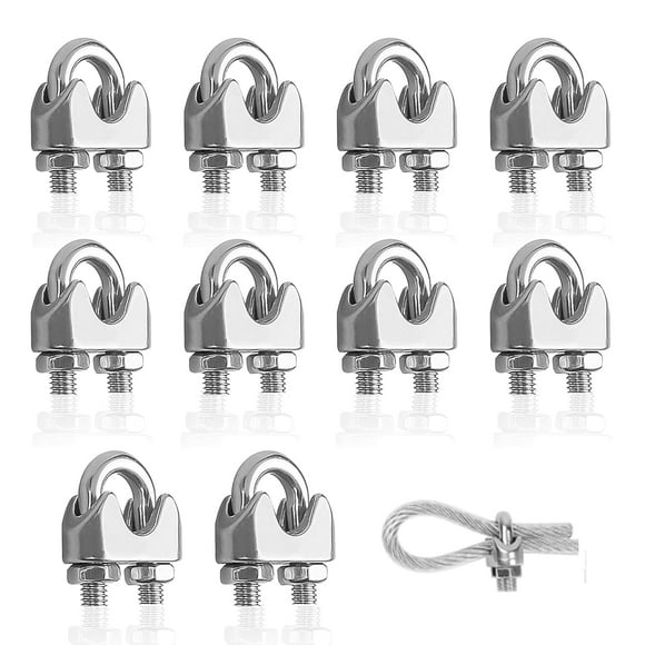 Lunfar 10 Pcs M5 Wire Rope Clip Clamps Stainless Steel Cable Clamp U Bolt Cable Clip Wire Rope Clamps Clamp Saddle For Stainless Steel Cable Wires