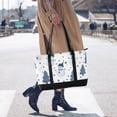 thumbnail image 4 of FORMRS Canvas Laptop Tote Bag for Women with 15.6" Computer Compartments Shoulder Handbag, Blue Cute Snowmen, 4 of 7