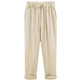 thumbnail image 4 of Lroveb Casual Pants for Women Plus Size, High Waisted Baggy Straight Leg Pants Women Loose Thin Summer Trousers Wide Trouser Fit Yoga Long Beige, 4 of 8