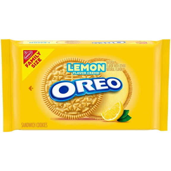 OREO Lemon Creme Sandwich Cookies, Baked, Family Size, 20 oz