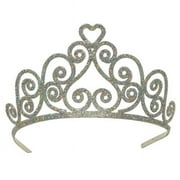 Glittered Tiara (silver) Party Accessory (1 count) (1/Pkg)