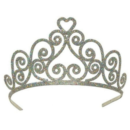Glittered Tiara (silver) Party Accessory (1 count) (1/Pkg)