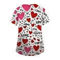 thumbnail image 4 of Dwralegc Valentines Day Tops for Women Plus Size Comfortable Top Stretch Short Sleeve Heart Pattern V Neck Nurse Workwear with 2 Pockets Red 5XL, 4 of 5