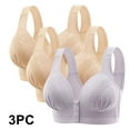 thumbnail image 2 of LIaqionyy Womens Front Closure Bras Solid Color No Underwire Push Up Full-Coverage Breathable Comfy Everyday Bra 3Pc, 2 of 9