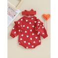 thumbnail image 5 of Musuos Baby Girl Valentine´s Day Outfits 3 6 12 18M Ruffle Long Sleeve Heart Print Romper with Headband Set Infant Clothes, 5 of 10
