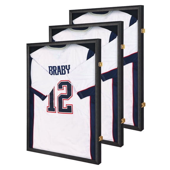 KCRasan Large Lockable Jersey Display Frame, for Sports Shirts, 3-Pack
