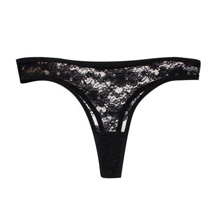 

Intimates Women s Sexy Lace Thong Fun Hollow Low Waist Cotton Crotch Underwear LaceCotton Simple Long Sleeve Shirts for Women Black