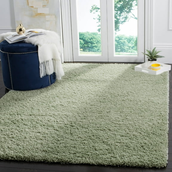 SAFAVIEH Laguna Neven Plush Solid Shag Area Rug, Light Sage, 4' x 6'