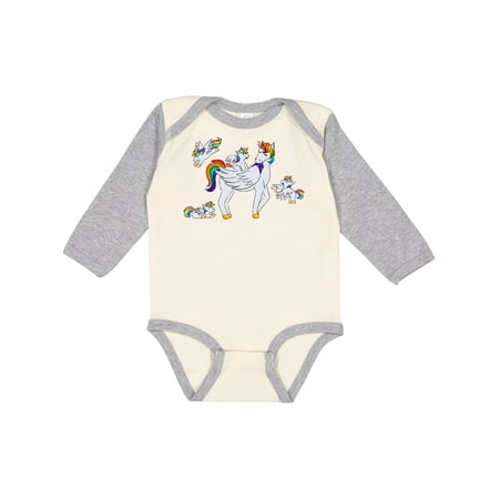 Inktastic Cute Unicorn Family Boys or Girls Long Sleeve Baby Bodysuit