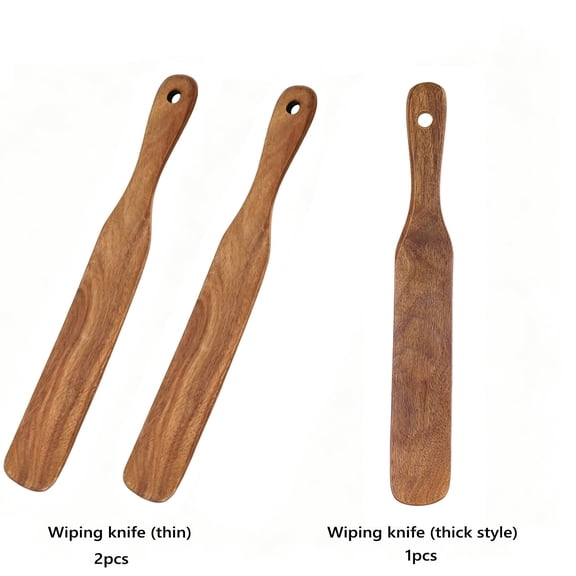 3pcs Acacia Wood Spatula Set,Multi Purpose Kitchen Utensils for Mixing, Spreading, Cooking