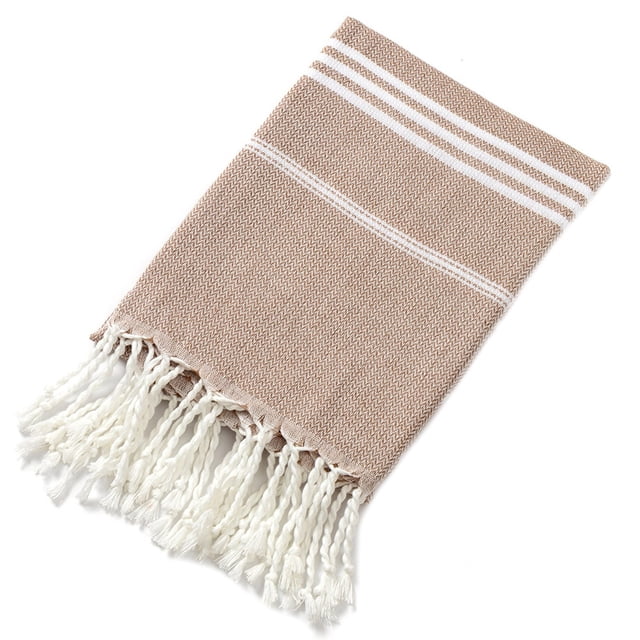 Serviette de Plage Antiadhésive Turque Pure avec Franges pour Adultes, Châle Rayé pour Sauna Extérieur