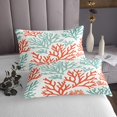 thumbnail image 3 of Erosebridal Ensembles de Couette Colorés en Corail pour Lit Grand Size, Ensemble de Lit Botanique de Bord de Mer 3 Pcs, 3 of 5