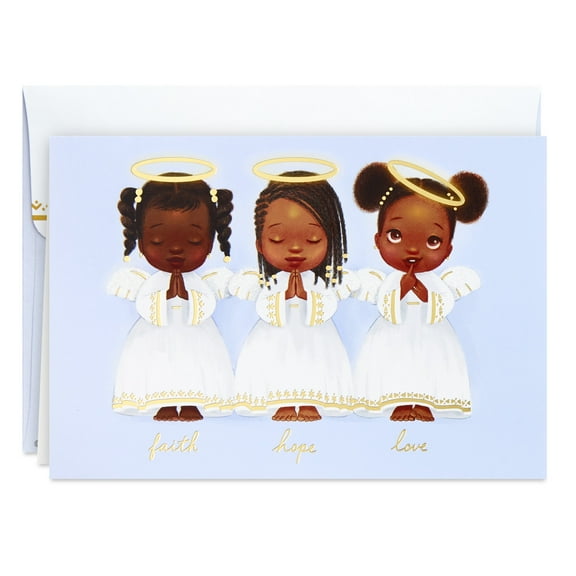 Hallmark Mahogany Boxed Christmas Cards, Three Angels, Decorative, 16 Cards and 17 Envelopes