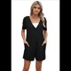 thumbnail image 1 of Mono de Verano de Corta para Mujer, Holgado, Informal, con Cuello en V, Pantalones Cortos, Elegante, Cómodo, con Bolsillos, Negro, Talla M, 1 of 8