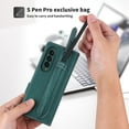 thumbnail image 4 of Allytech for Samsung Galaxy Z Fold 3 5G Case with S-Pen Pocket, Detachable 2 in 1 Magnetic Wallet Kickstand Bracket Premium PU Leather Card Slots Stylus Pen Holder Protective Case, Cross Pattern Green, 4 of 12