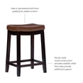 thumbnail image 5 of Linon Claridge 26.5" Backless Wood Counter Stool, Dark Brown with Cognac Faux Leather, Includes 1 Stool, 5 of 13
