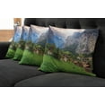 thumbnail image 2 of Ambesonne Landscape Throw Pillow Cover 4 Pack, Waterfall Sunlight, 18", Green Grey, 2 of 6