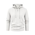 thumbnail image 4 of Men's Knit Hooded Henley Shirt, Drawstring Long Sleeve Pullover Top, Textured Loose Fit Spring-Fall Casuall Daily Streetwear Clothes White M, 4 of 6