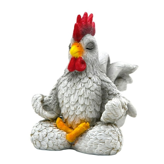 Meditating Rooster Statue Artistic Resins Home Decors For Meditations Room Office Collectible Figurine Gift